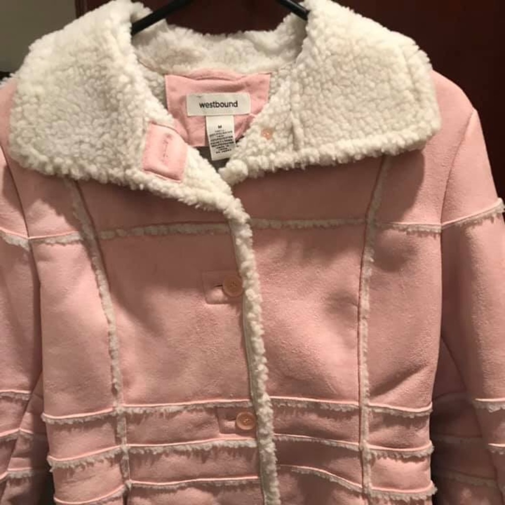 Beautiful Pink Faux Swede Leather Coat